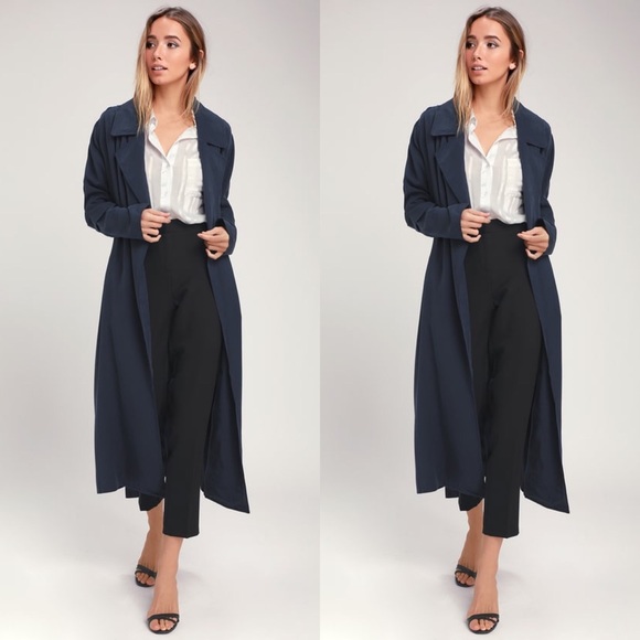 Lulus Jackets & Blazers - Lulu’s | Navy Trench Coat